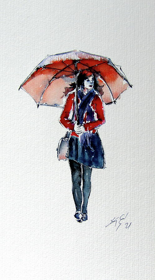 Walking Girl With Umbrella Painting By Kovacs Anna Brigitta Fine Art