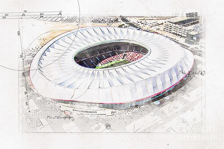 Wanda Metropolitano Aero View Spanish Football Stadium Madrid Spain