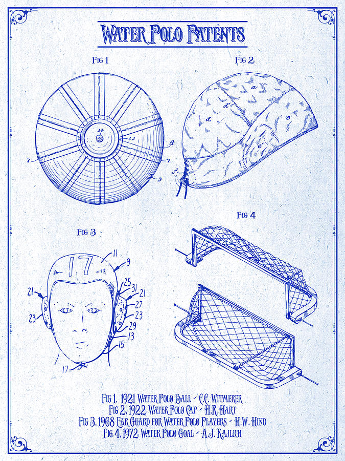 Water Polo Patents Patent Print Blueprint Drawing By Greg Edwards