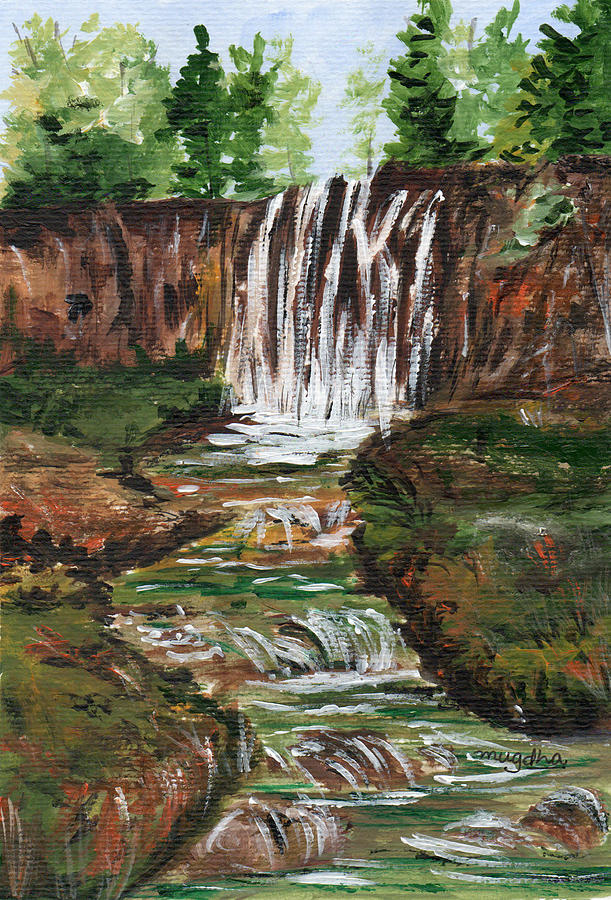 Waterfall Painting By Mugdha Kakade Fine Art America