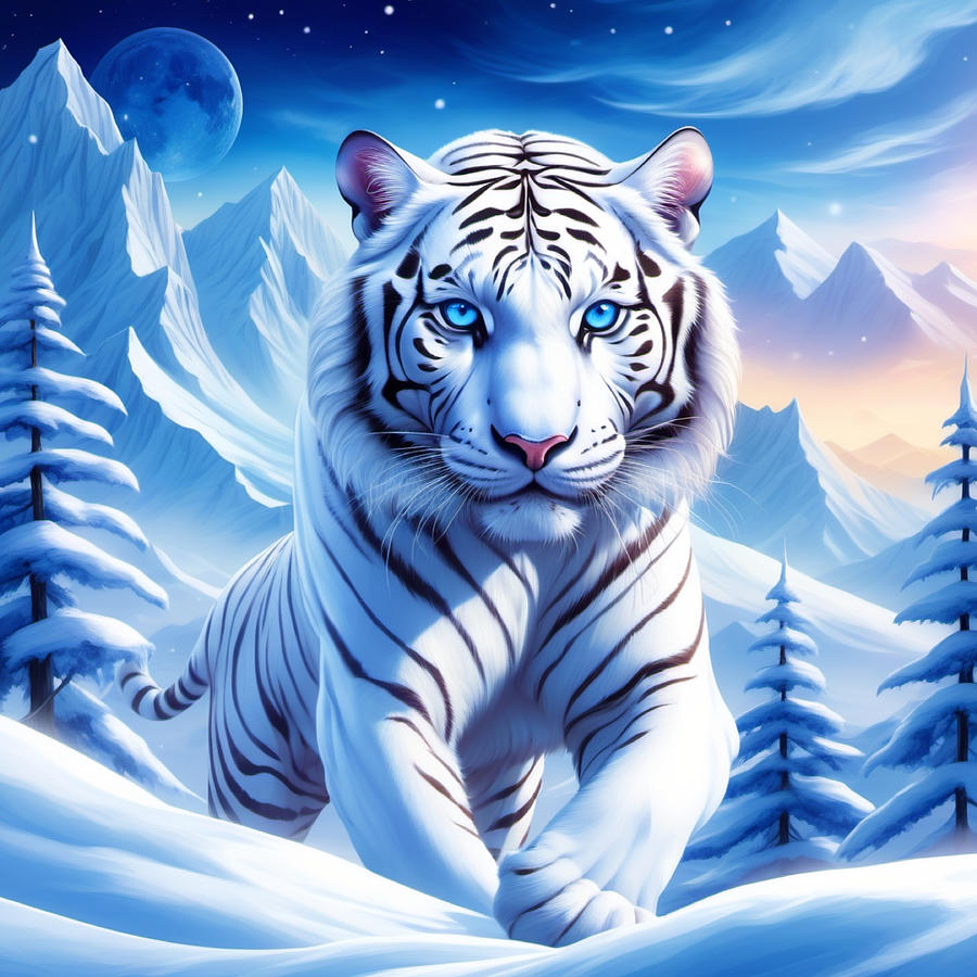 White Bengal Tiger With Blue Eyes Digital Art By Eve Designs Fine Art