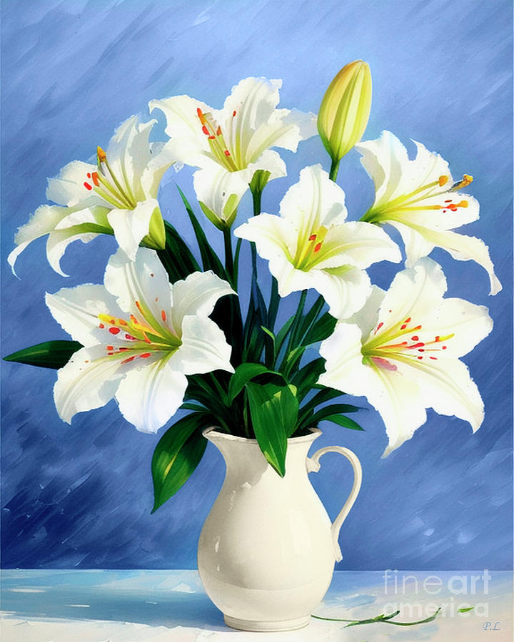 White Lilies Painting By Pavel Lukashin Fine Art America