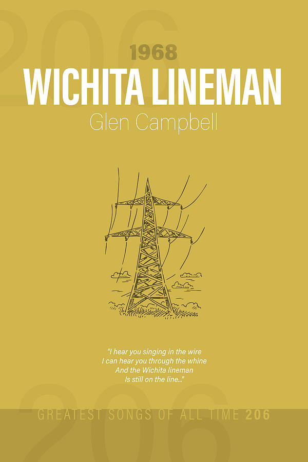 Wichita Lineman Glen Campbell Minimalist Song Lyrics Greatest Hits Of