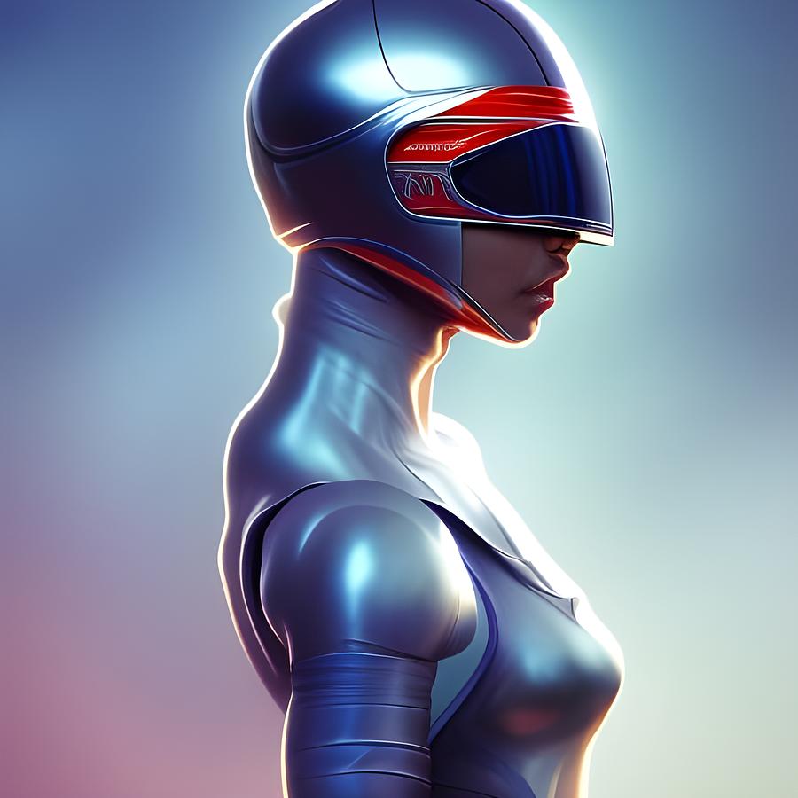 Woman In Futuristic Helmet Digital Art By Brandway Fine Art America