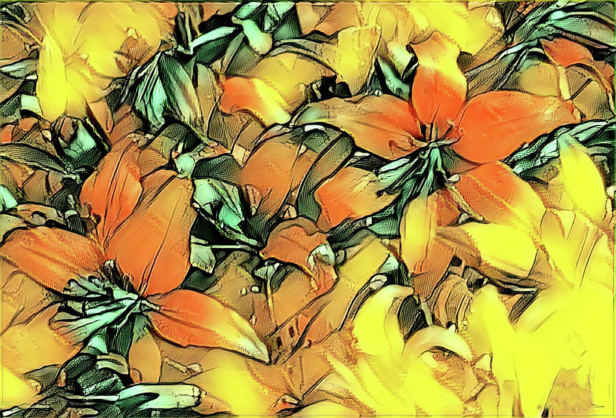 Yellow Flowers Abstract Digital Art By Robert Ebert Fine Art America