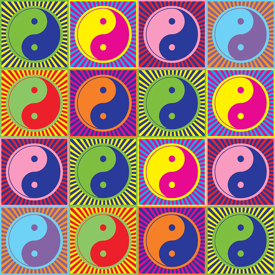 Yin Yang Colorful Pop Art Poster Cute Painting By Rose Reynolds