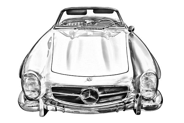 Mercedes Benz 300 Luxury Car Drawing Tote Bag by Keith Webber Jr