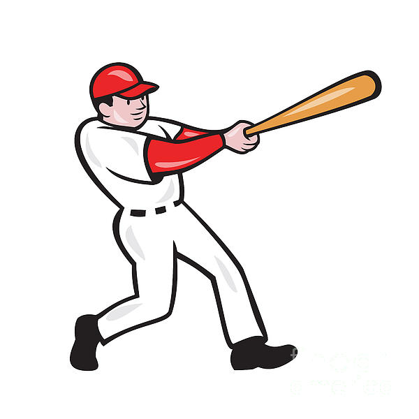 Baseball Player Batting Isolated Cartoon Greeting Card by Aloysius  Patrimonio