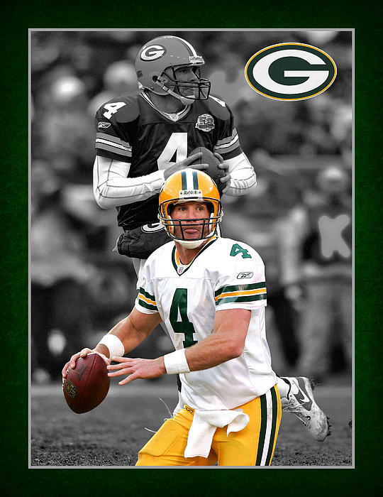 Quarterback Brett Favre Greeting Card by John Bartelt