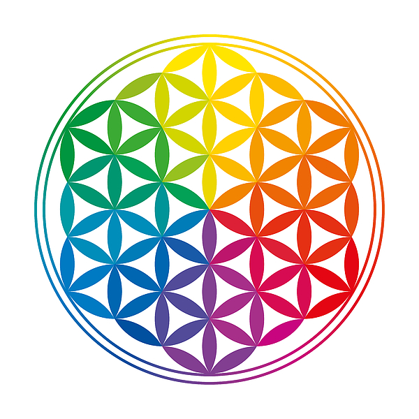 Flower Of Life Rainbow Colors Yoga Mat