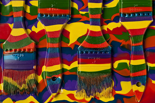 Multicolored Paint Brushes in Cup Photograph by Jim Corwin - Fine Art  America