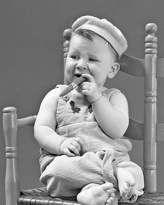 1940s Baby Sitting Chair Holding Cigar Yoga Mat by Vintage Images