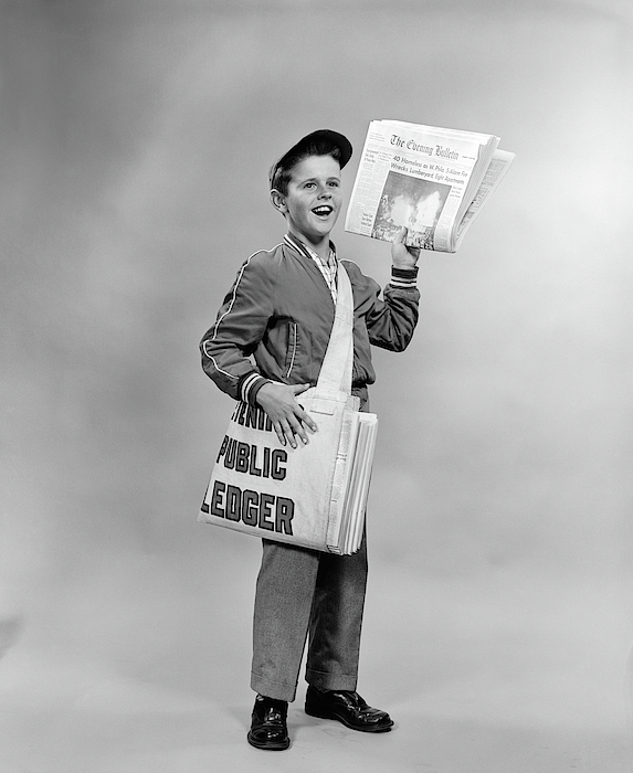 1950s Shouting Newsboy Standing Selling Weekender Tote Bag