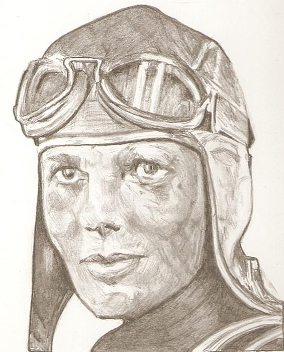 Amelia Earhart Drawing by Robert Crandall