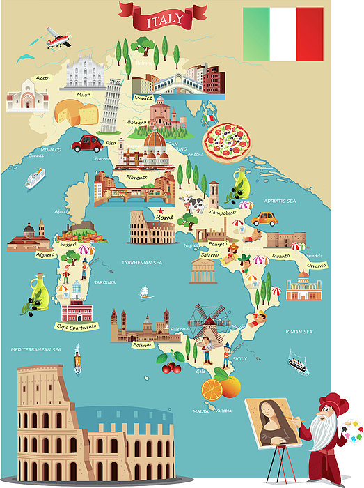 Detail map of 3D Italy 0218 Lenticular Postcard Greeting Card 