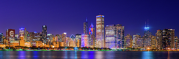 Chicago Skyline With Cubs World Series T-Shirt by Panoramic Images - Pixels