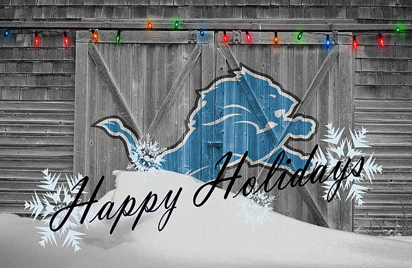 Detroit Lions Christmas Card Greeting Card by Joe Hamilton