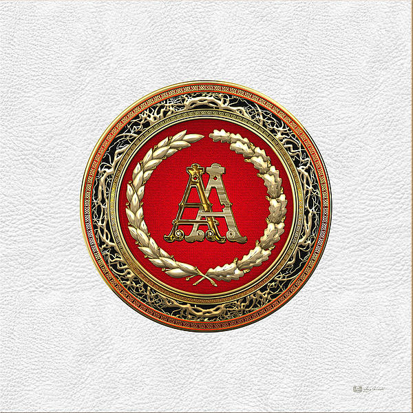 AA Initials - Gold Antique Monogram on White Leather Kids T-Shirt by Serge  Averbukh - Fine Art America