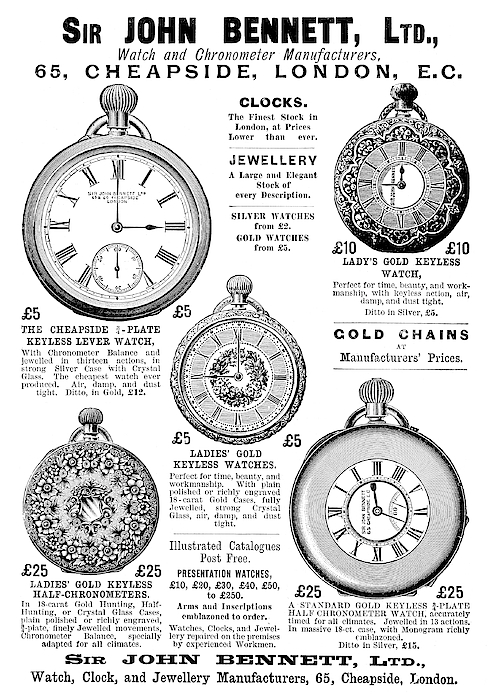 Pocket Watches, 1896. /Nadvertisement For Pocket Watches Designed By Sir  John Bennett Of London. Line Engraving, 1896. Poster Print by Granger  Collection - Item # VARGRC0098876 - Posterazzi