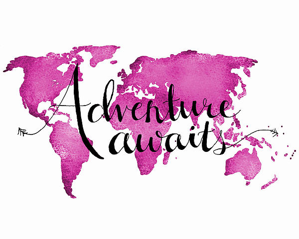 Adventure Awaits Pink Shower Curtain by Michelle Eshleman - Pixels