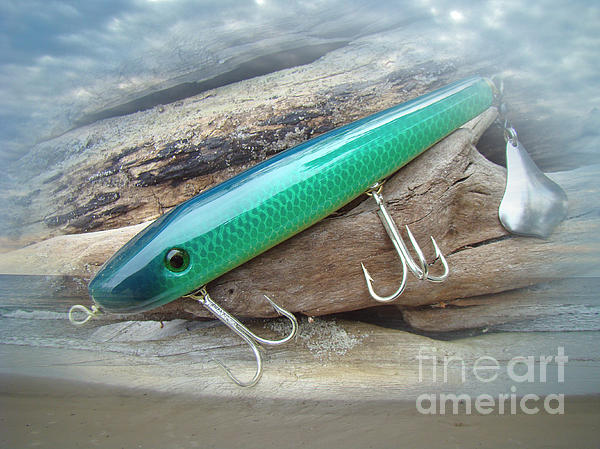 AJS Green Swimmer Flaptail Saltwater Lure Zip Pouch