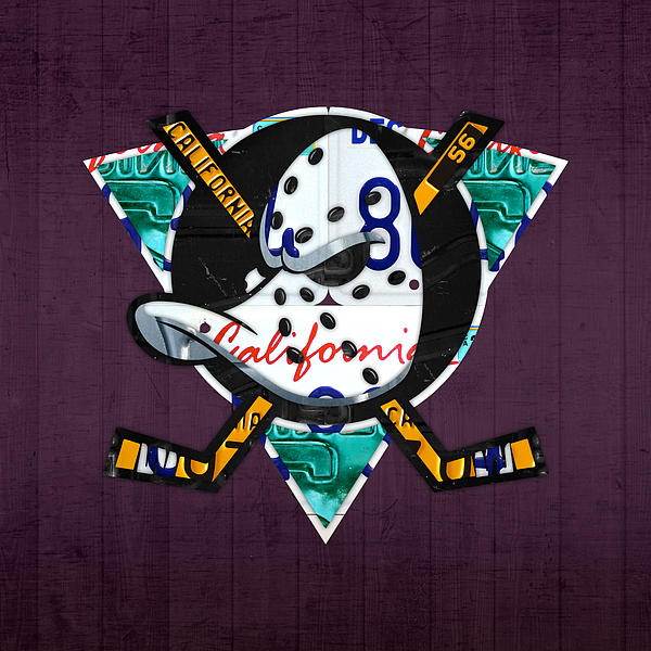 Anaheim Ducks Hockey Team Retro Logo Vintage Recycled California License  Plate Art Tote Bag by Design Turnpike - 16 x 16 - Instaprints