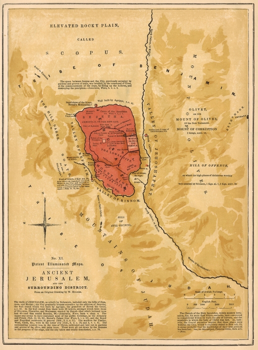 Ancient Jerusalem Map Printed 1886 Greeting Card for Sale by Antique ...