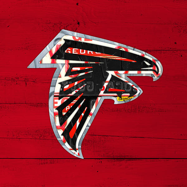 Atlanta Falcons Football Team Retro Logo Georgia License Plate Art