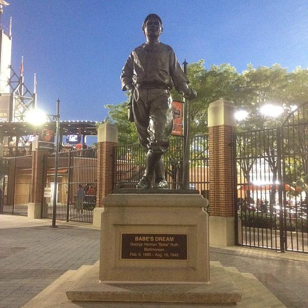 Postcard Babe Ruth Statue Camden Yards MD Baltimore MLB Baseball Hall of  Famer