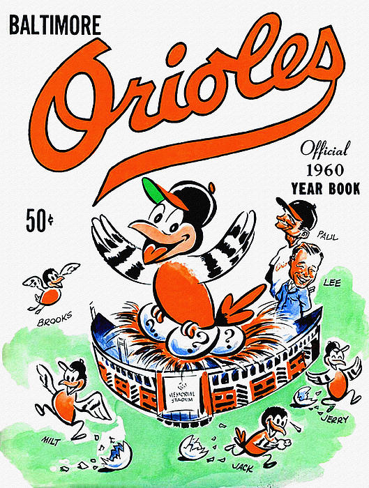 Baltimore Orioles 12 x 16 1960 Program Cover Art Print