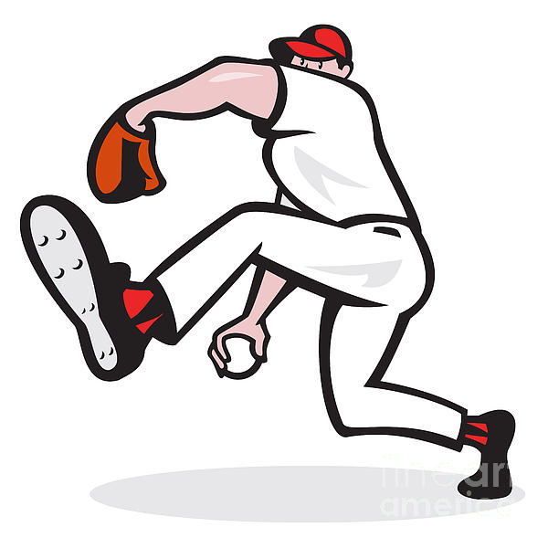 Baseball Player Pitcher Throw Ball Cartoon Poster by Aloysius Patrimonio -  Fine Art America