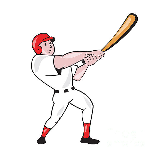 Baseball Player Batting Isolated Cartoon Greeting Card by Aloysius