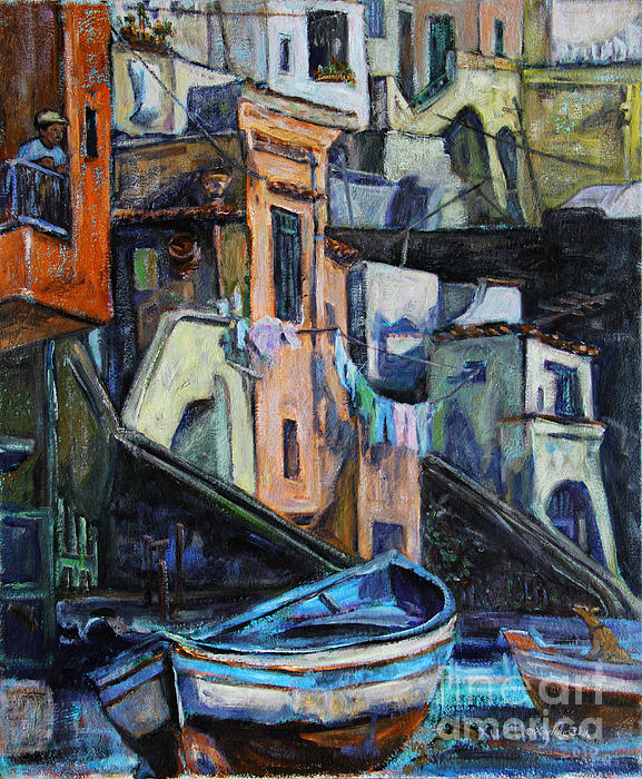 Xueling Zou - Boats in front of the Buildings I 