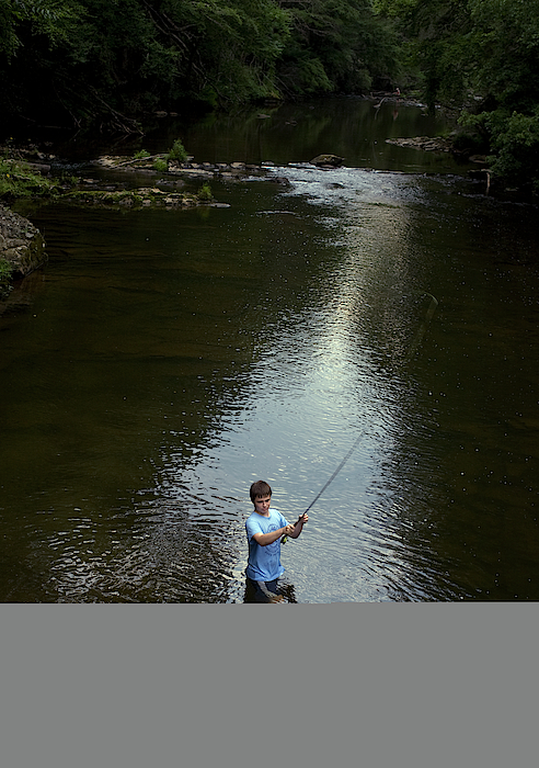 Boy Fly Fishes In River In Nc Youth T-Shirt by Darron R. Silva - Pixels