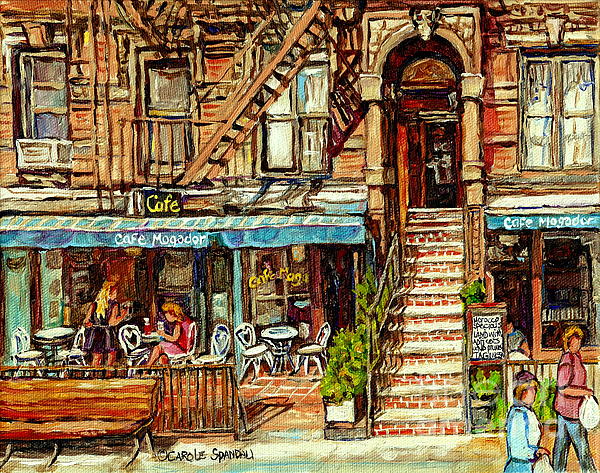 Carole Spandau - Cafe Mogador Moroccan Mediterranean Cuisine New York Paintings East Village Storefronts Street Scene