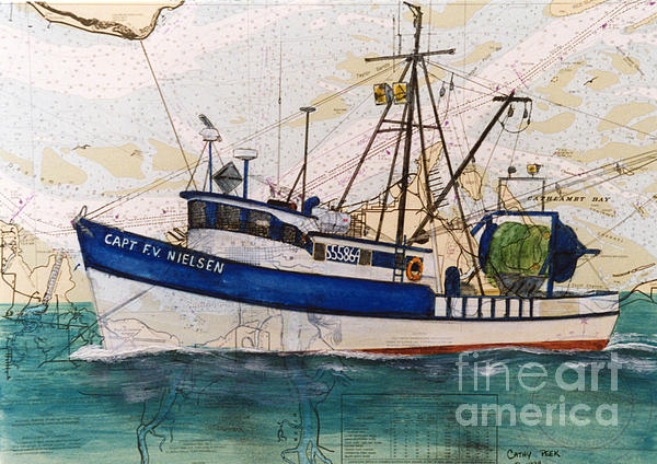 CAPT FV NIELSEN Shrimp Fishing Boat Cathy Peek Nautical Chart Art iPhone 12  Case by Cathy Peek - Fine Art America