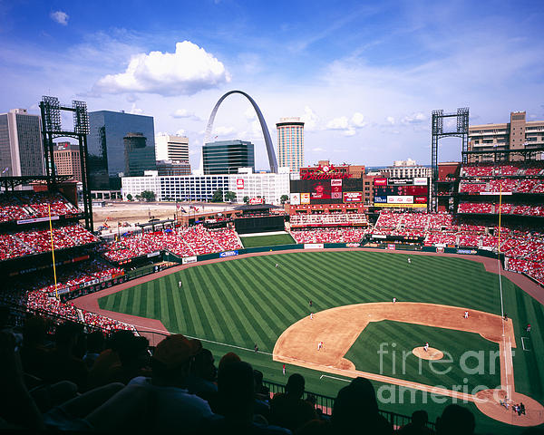 Left Field at Busch Stadium Kids T-Shirt by Tracy Knauer - Fine