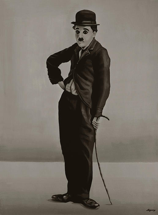 heel fijn vergroting thee Charlie Chaplin Painting Greeting Card by Paul Meijering