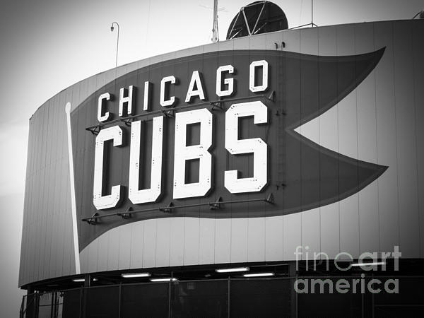 Wrigley Field Chicago Cubs Sign in Black and White Long Sleeve T-Shirt by  Paul Velgos - Paul Velgos - Artist Website