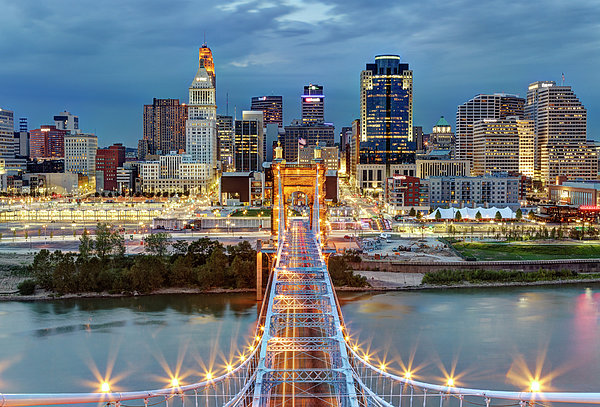 Cincinnati Skyline From Top Of Roebling Jigsaw Puzzle