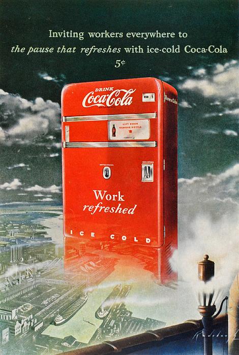Coca-Cola Work Refreshed Sprite Boy Wall Decal 16 x 24 Vintage Style Coke Decor 