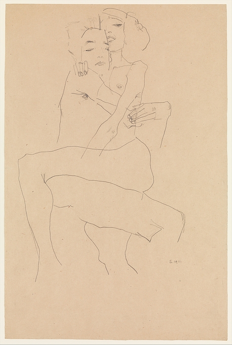 Schiele embracing egon couple Friendship