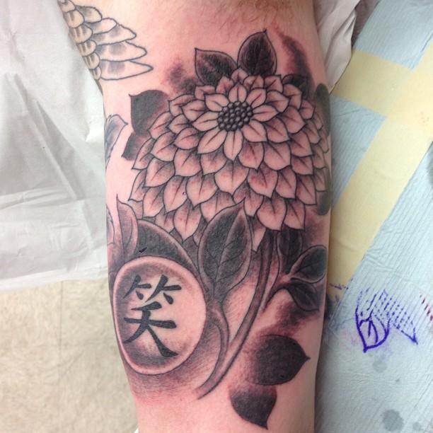 dahlia #flower #blackandgrey #tattoo iPhone 12 Case by Chris Lombardi -  Mobile Prints