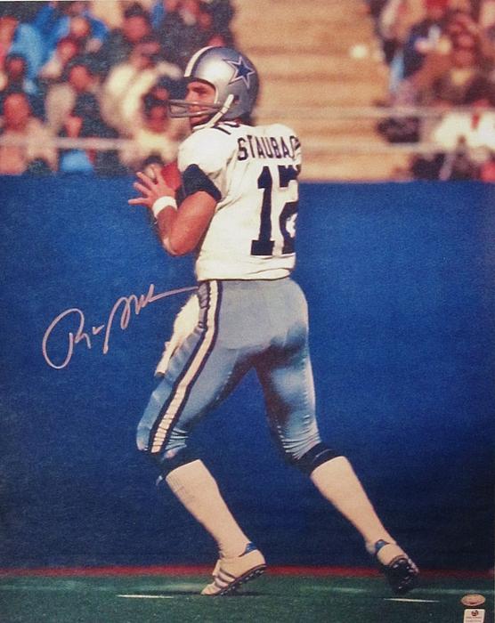 Roger Staubach Autographed and Framed Blue Cowboys Pro Style Jersey