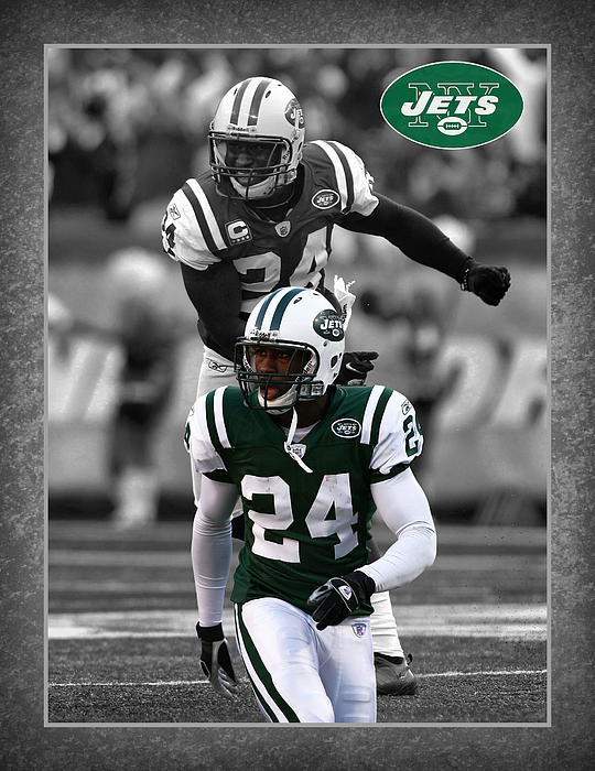 Darrelle Revis New York Jets Oil Art Greeting Card by Joe Hamilton