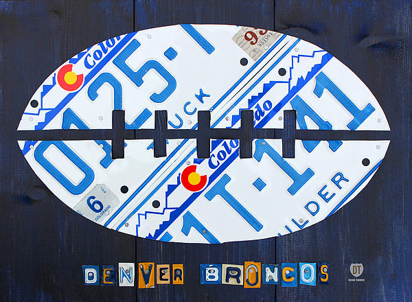 Denver Sports Fan Recycled Vintage Colorado License Plate Art