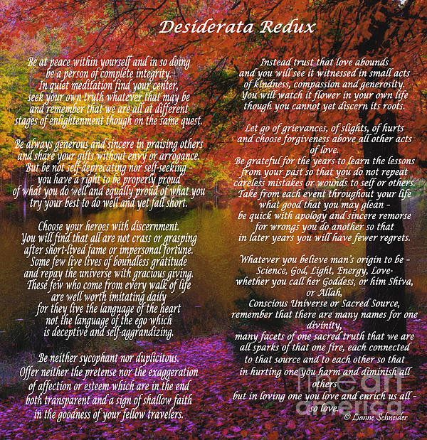 Desiderata Redux Greeting Card for Sale by Lianne Schneider