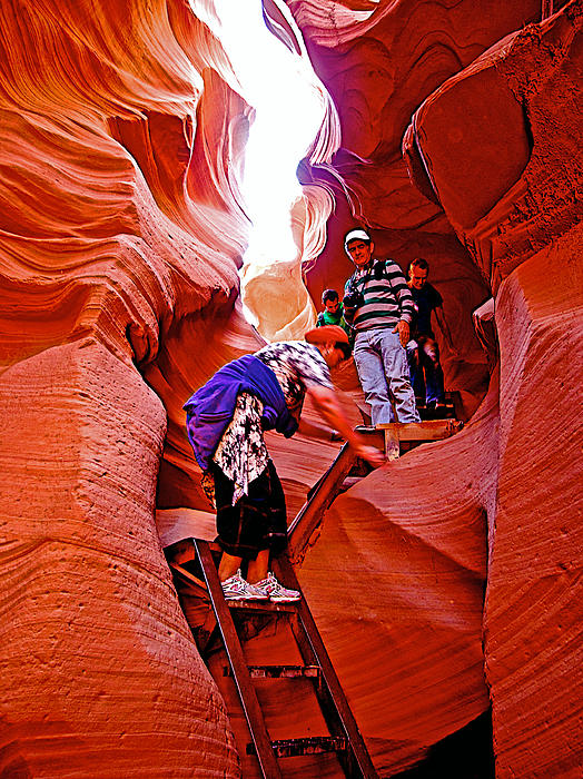 DOWN THE LADDERS into Lower Antelope Canyon-Arizona Jigsaw Puzzle 