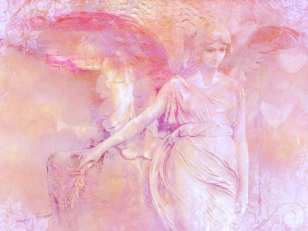 Dreamy Ethereal Angel Photography - Ethereal Pink Angel With White Hearts  Jigsaw Puzzle