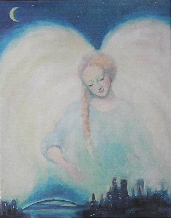 Asha Carolyn Young - Early Dawn Angel Overlooking Commuters